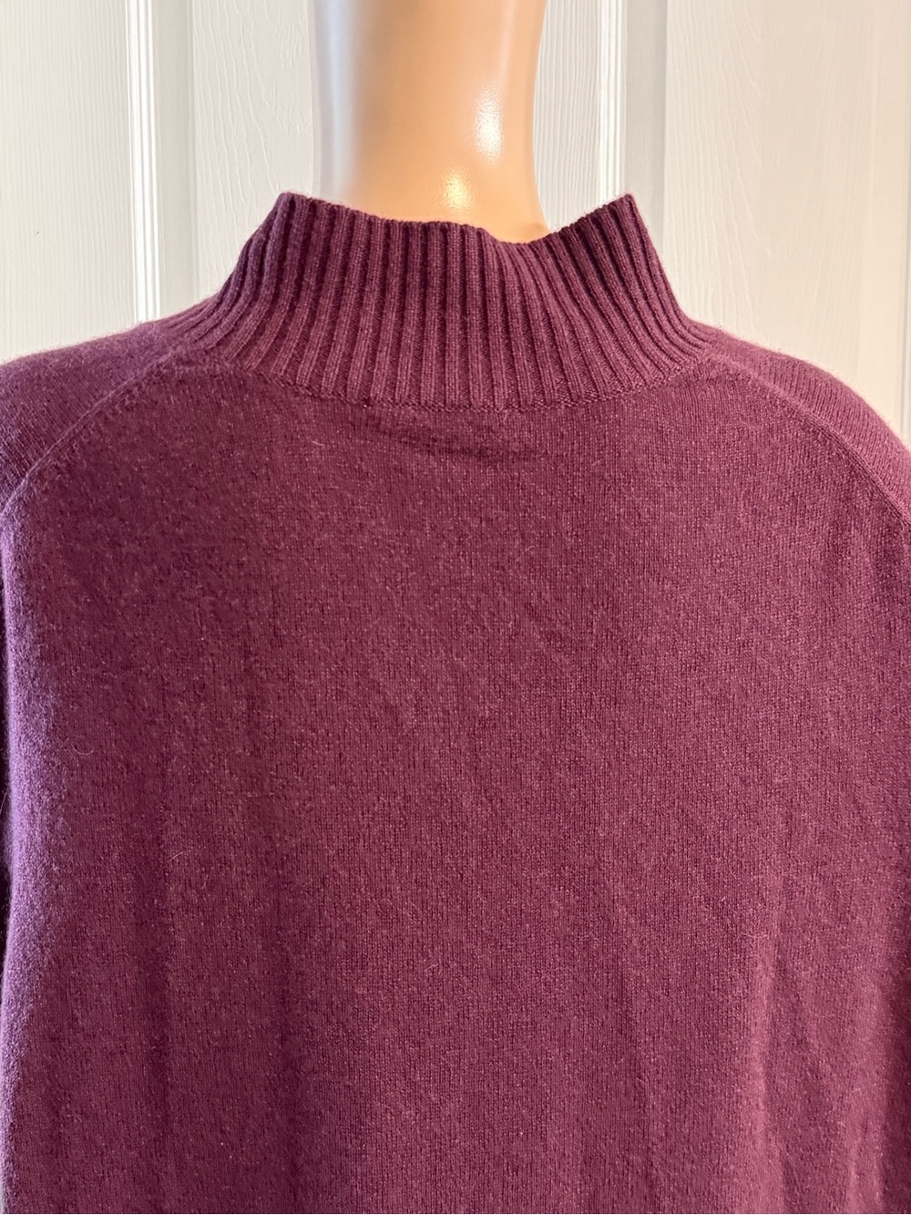 Chicos Short Sleeve Cashmere Sweater Plum Purple Size 3 XL High Neck Soft - Picture 9 of 11